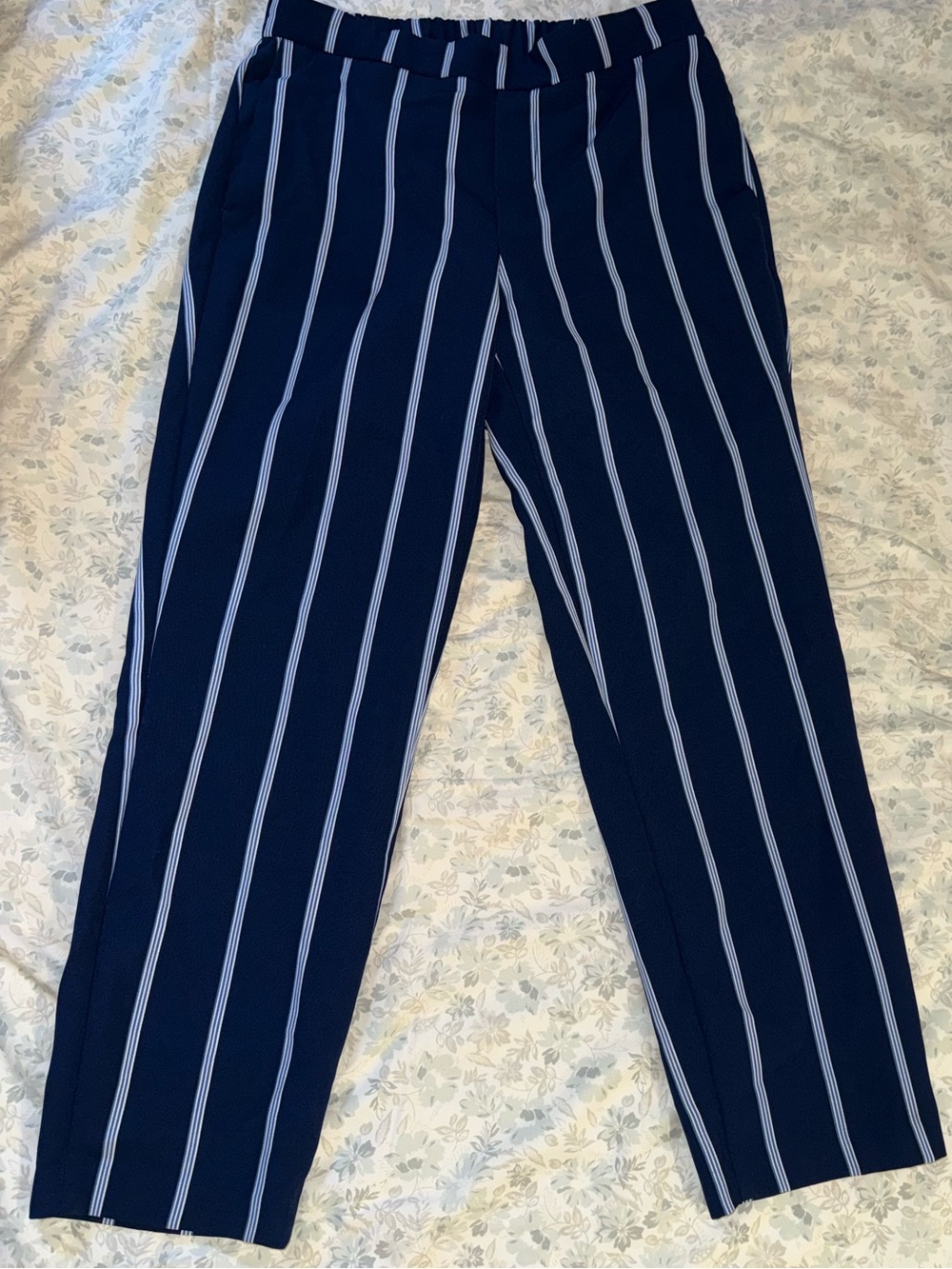 Old Navy Navy and White Striped Pull-On Pants